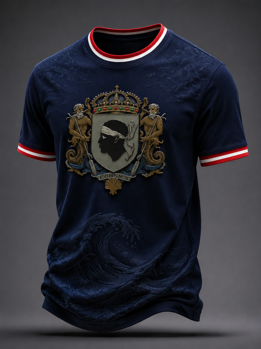 T-shirt à manches courtes pour hommes aux couleurs du drapeau de la Corse