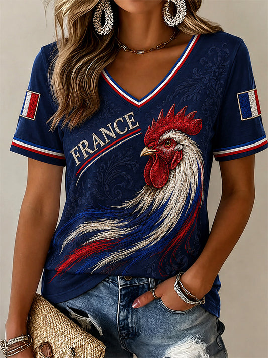 T-shirt décontracté pour femmes avec imprimé français