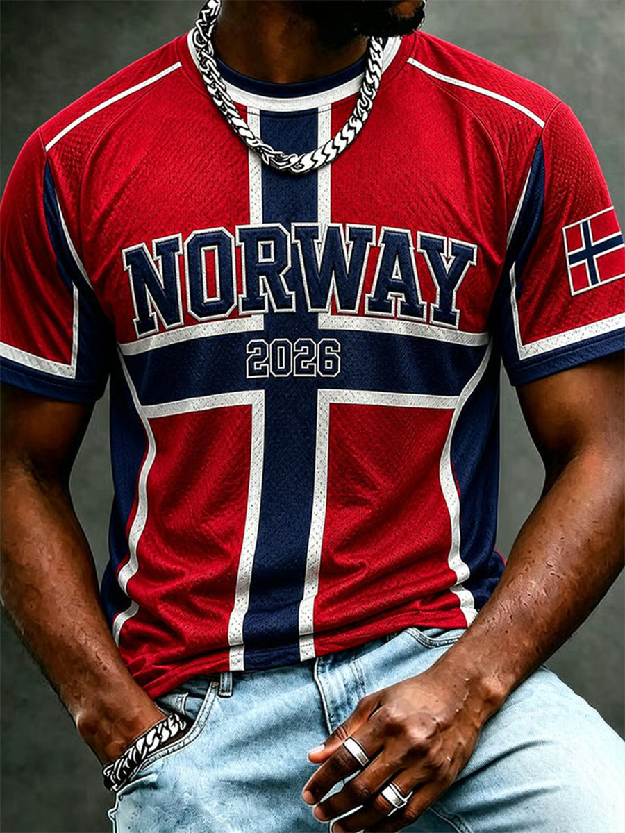 T-shirt unisexe de style sport décontracté de football de la Norvège des hommes