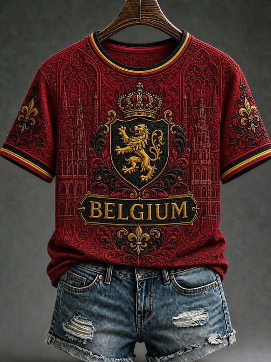T-shirt à manches courtes pour femmes, motif «Belgium Lover»