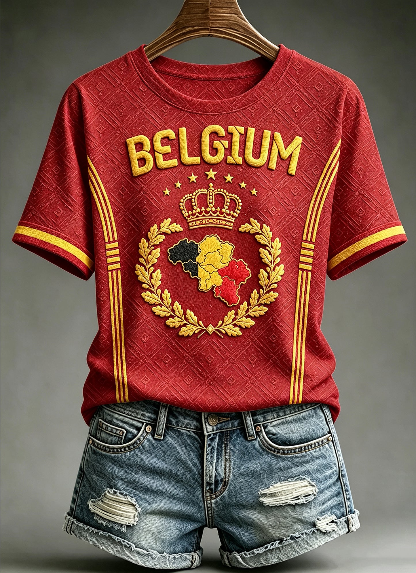 T-shirt ample à manches courtes, imprimé, style vintage, pour la fête nationale de Belgique, collection femme