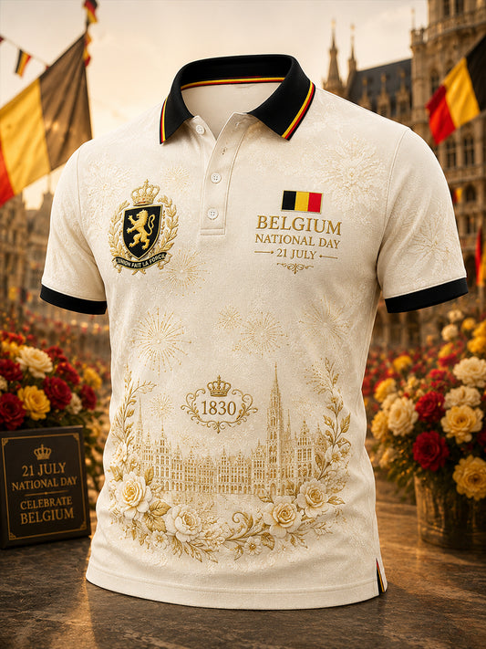 Polo homme à manches courtes imprimé fête nationale