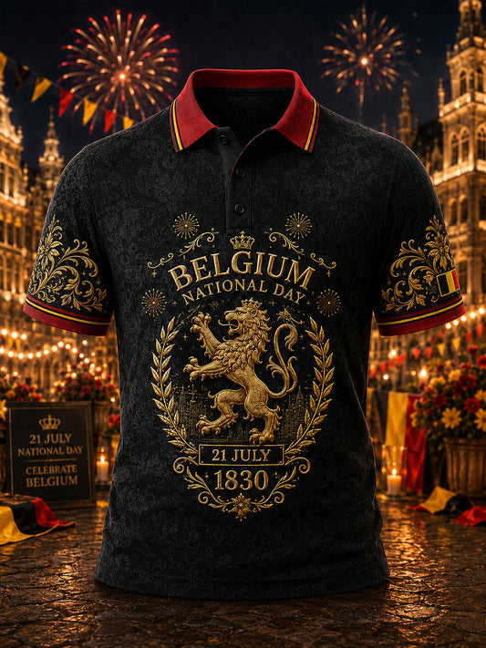Polo homme à manches courtes imprimé fête nationale