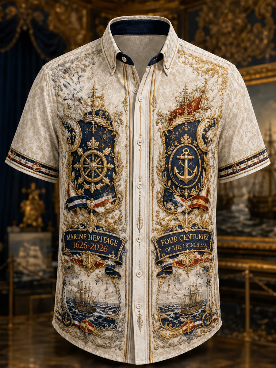 Chemise Décontractée Homme Marine Française Manches Courtes