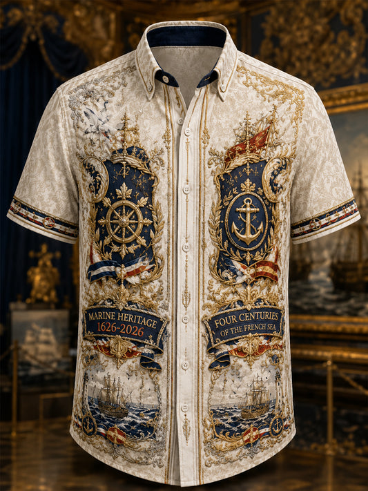 Chemise Décontractée Homme Marine Française Manches Courtes
