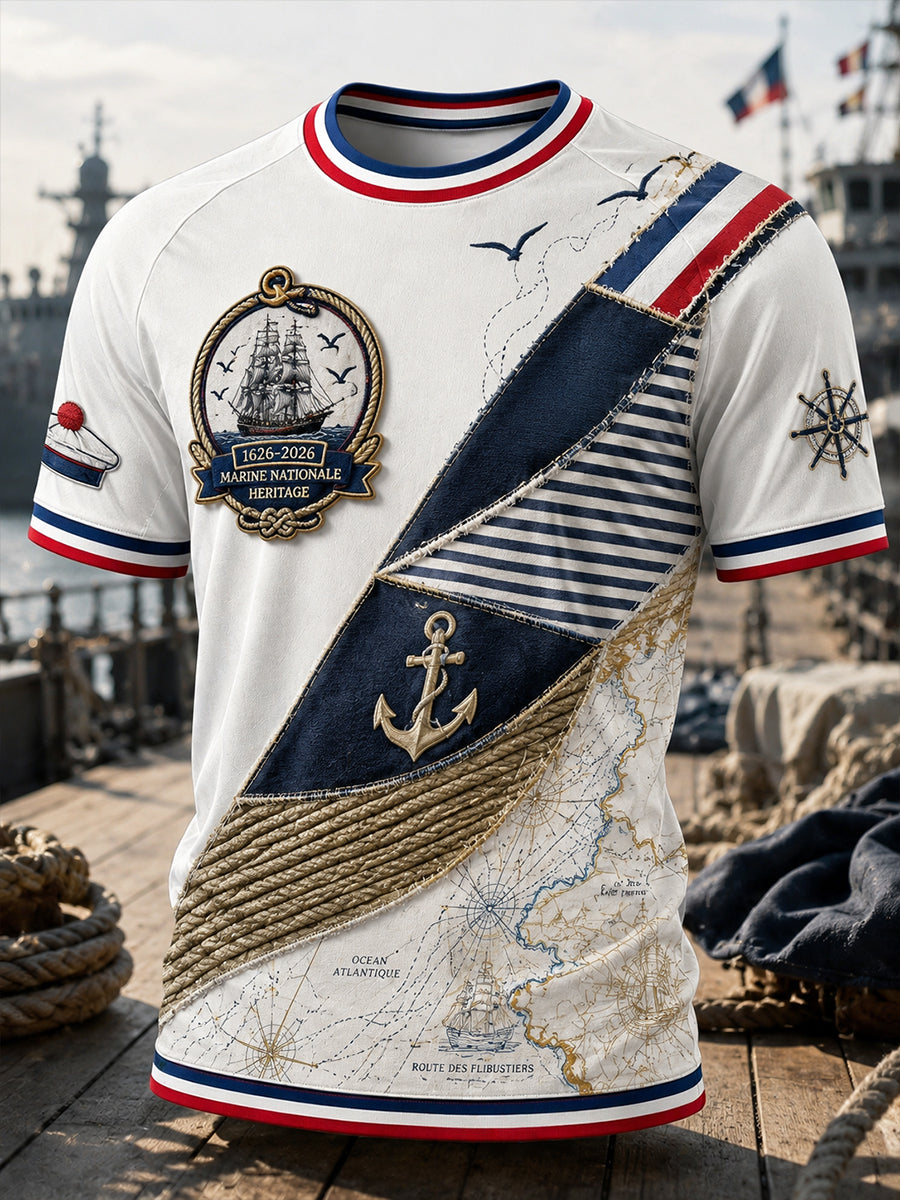 Chemise Homme Marine Française À Manches Courtes