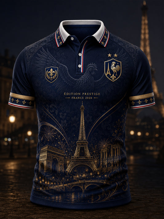 Chemise à manches courtes pour hommes, commémoration patriotique française