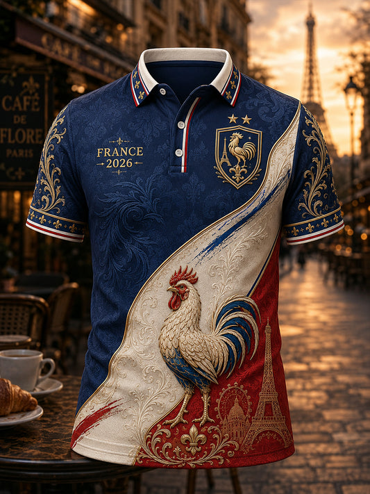 Chemise à manches courtes pour hommes, commémoration patriotique française