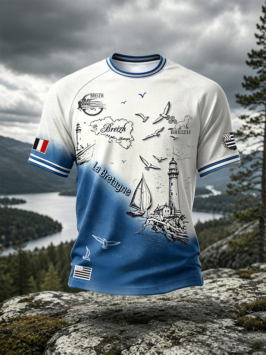 T-shirt décontracté à imprimé graffiti graffiti français pour hommes