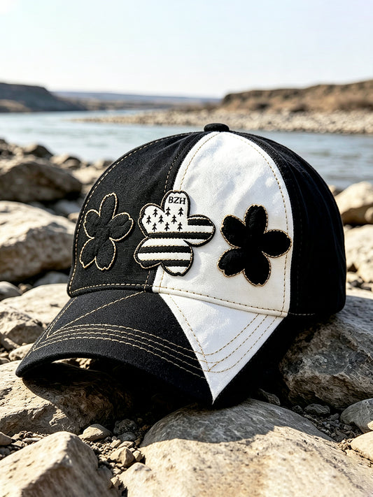 Chapeau décontracté à imprimé patchwork mignon de style breton français