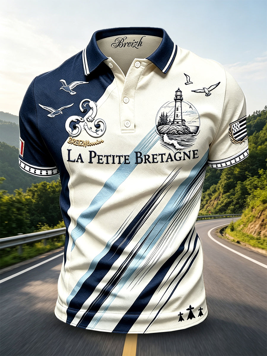 Polo Homme Décontracté Rayé French Brittany Style Business