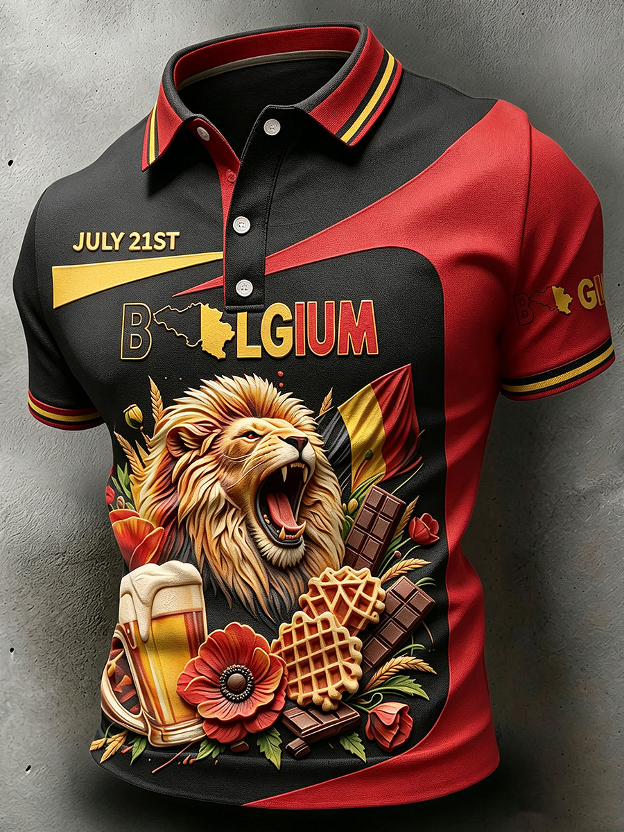 Chemise à manches courtes décontractée Belgium National Day pour hommes