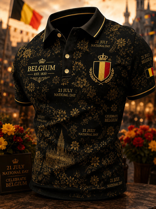 Polo à manches courtes à imprimé Lion pour homme