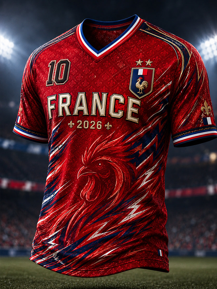 T-shirt à col en V pour la commémoration patriotique française, modèle homme