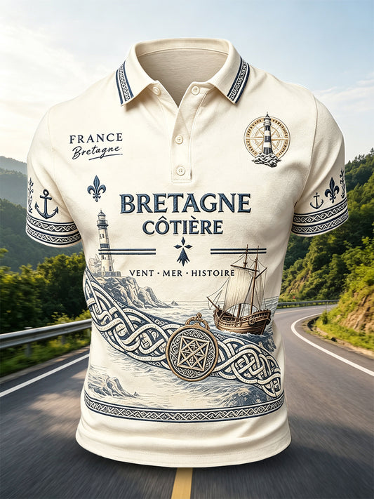 Polo Décontracté Homme French Brittany Island Print