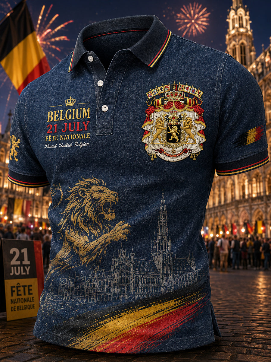 Polo à manches courtes pour homme avec imprimé célébrant la fête nationale