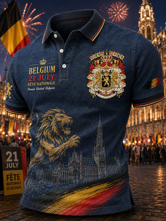Polo à manches courtes pour homme avec imprimé célébrant la fête nationale