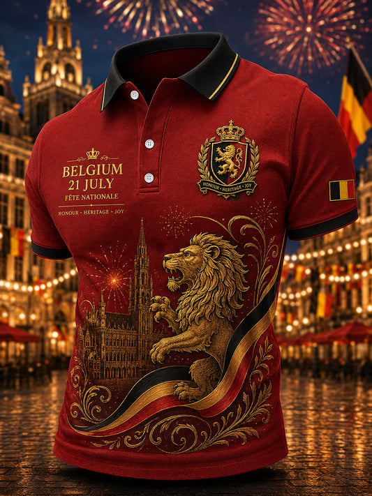 Polo à manches courtes pour homme avec imprimé célébrant la fête nationale