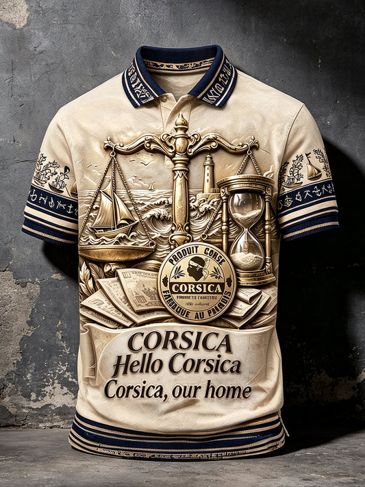 Polo décontracté vintage français corse 3D-Printed pour hommes