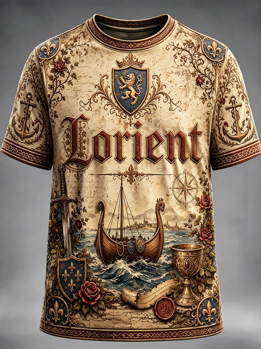 T-shirt décontracté à imprimé festival celtique international de Lorient style vintage pour hommes