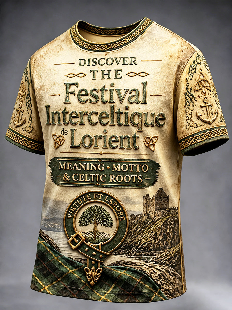 T-shirt Homme Brittany-Lorient International Celtic Festival Rétro-Imprimé Décontracté