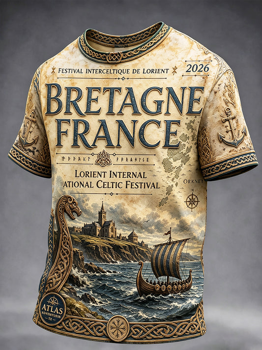 T-shirt Décontracté Homme Brittany-Lorient International Celtic Festival Print