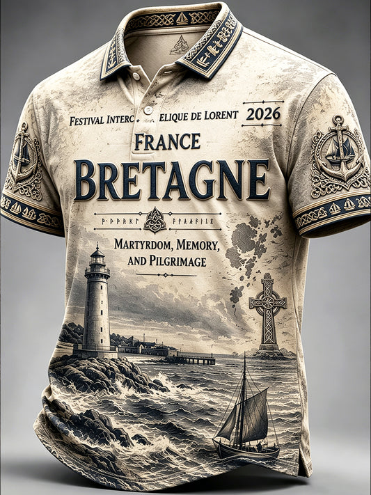Polo décontracté à imprimé nautique Festival celtique de Lorient français pour homme