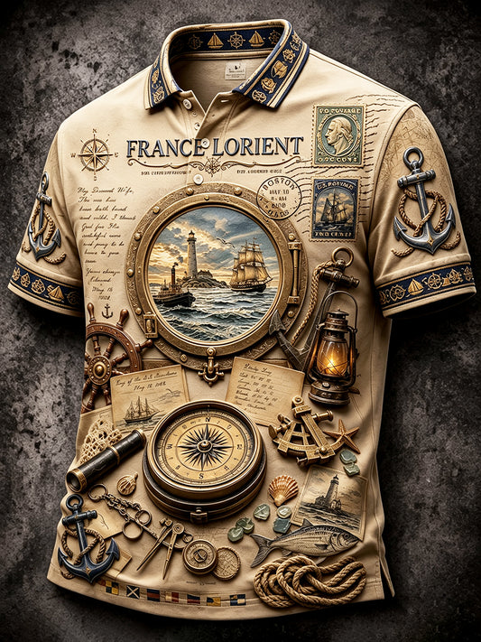Polo décontracté à imprimé nautique pour homme Festival celtique de Lorient Français Vintage