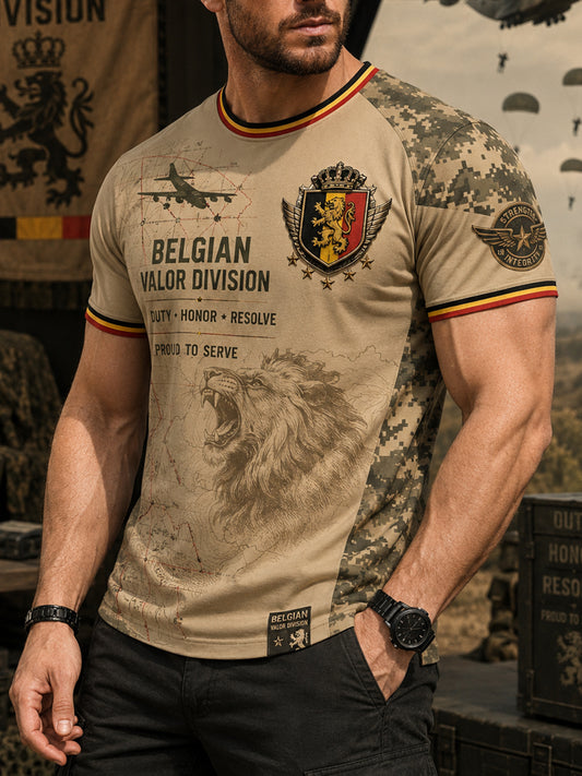 T-shirt homme à manches courtes avec imprimé vintage de style militaire
