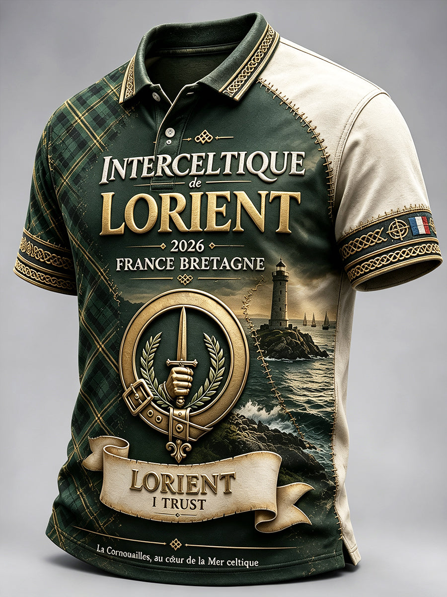 Polo décontracté pour homme à imprimé patchwork, festival celtique de Lorient, France