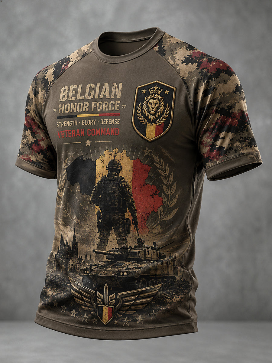 T-shirt à manches courtes camouflage vintage imprimé militaire