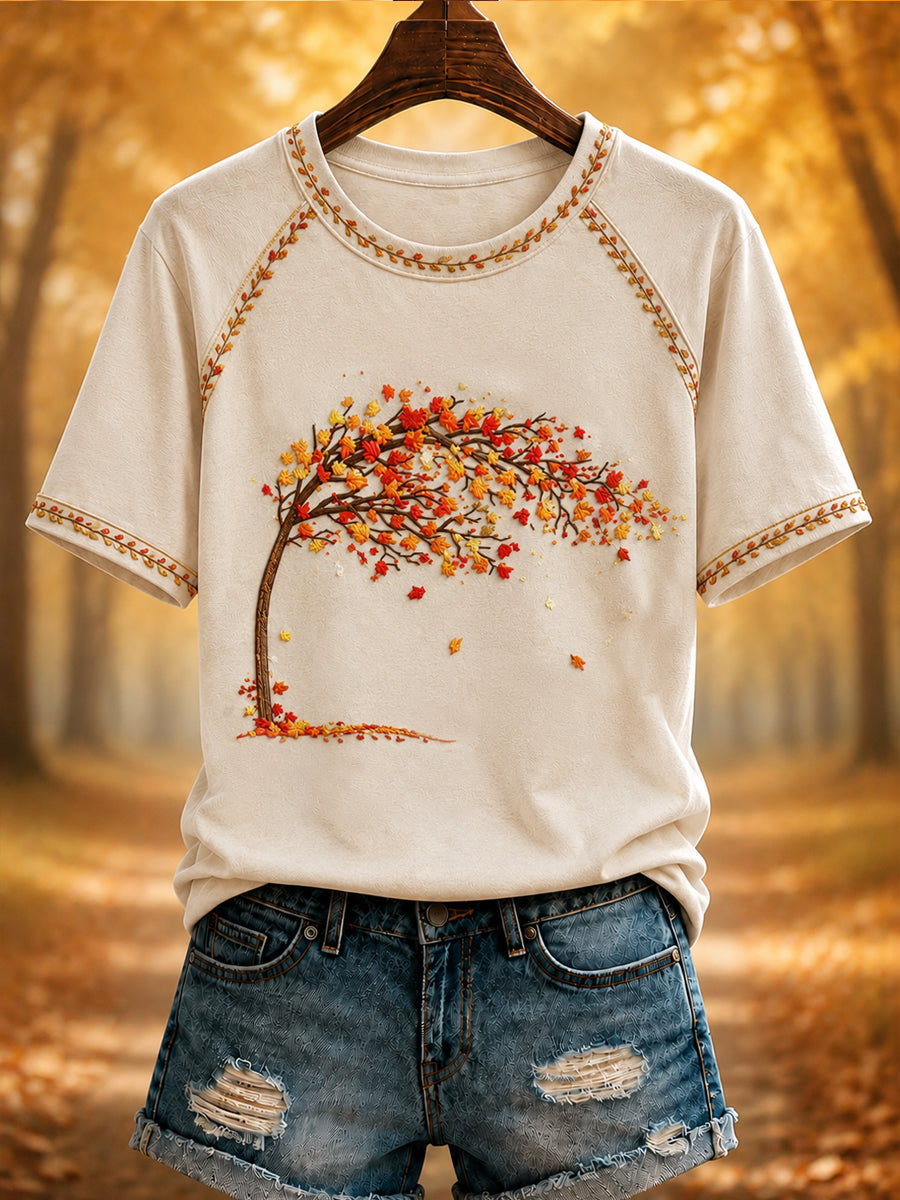 T-shirt d’automne imprimé pour femme