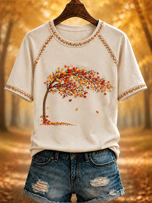 T-shirt d’automne imprimé pour femme