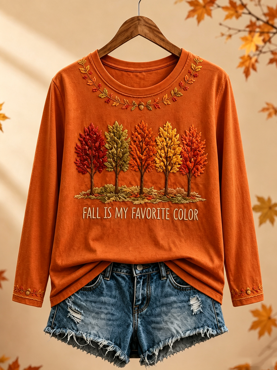 Women's Fall Is My Favorite Color Printed T-shirt col rond à manches longues