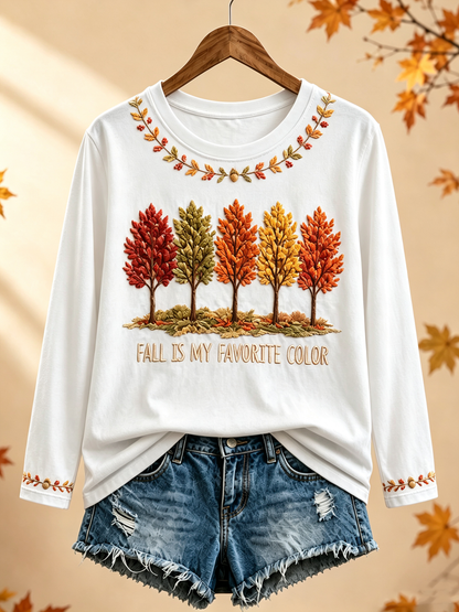 Women's Fall Is My Favorite Color Printed T-shirt col rond à manches longues
