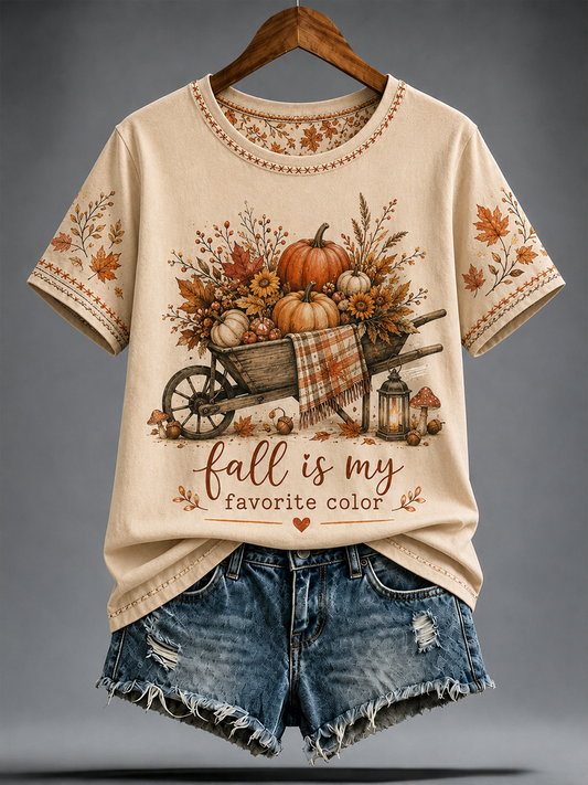 T-shirt à manches courtes Peint La chute des femmes est ma couleur préférée
