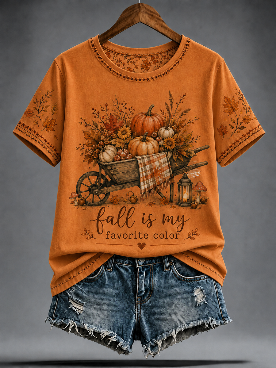 T-shirt à manches courtes Peint La chute des femmes est ma couleur préférée
