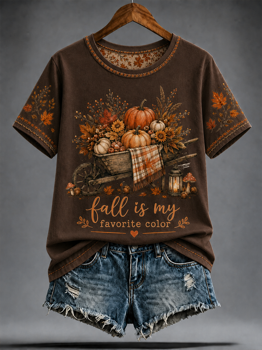 T-shirt à manches courtes Peint La chute des femmes est ma couleur préférée