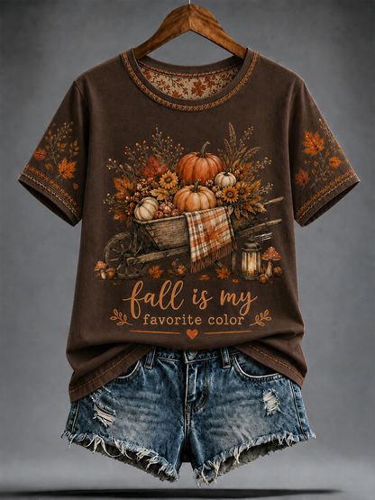 T-shirt à manches courtes Peint La chute des femmes est ma couleur préférée