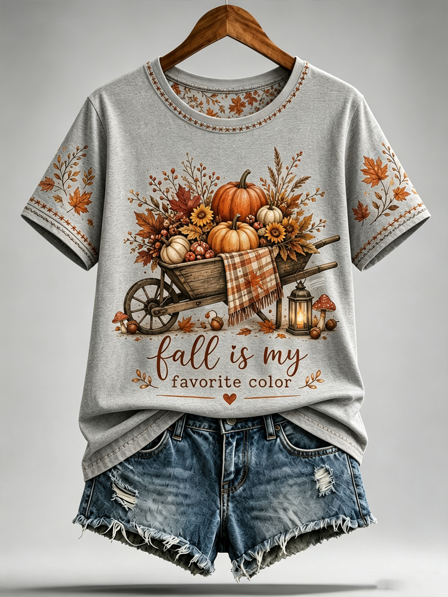 T-shirt à manches courtes Peint La chute des femmes est ma couleur préférée
