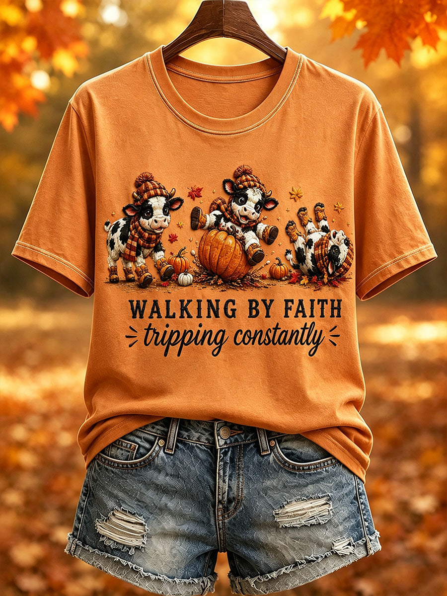 T-shirt à manches courtes Walking By Faith Tripping Constantly Fall Femme