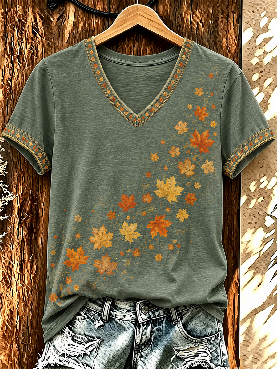 T-shirt automne à manches courtes pour femme
