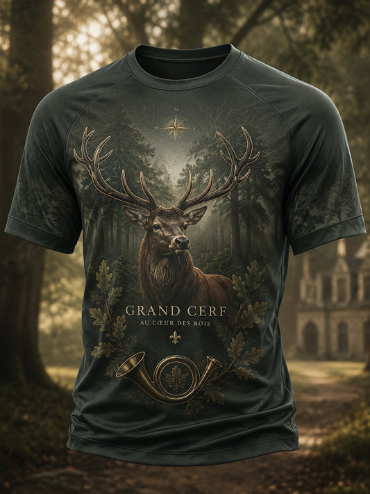T-shirt à manches courtes pour la saison de chasse française, modèle homme