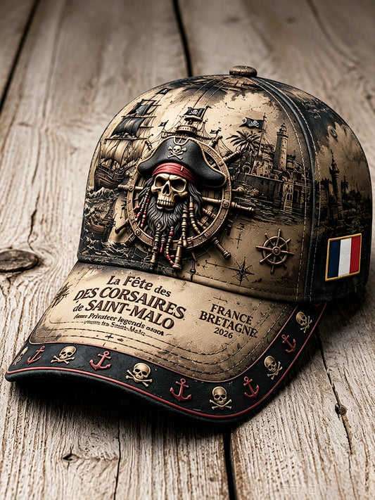 Chapeau décontracté à imprimé rétro du Festival des Pirates de Saint-Malo, en Bretagne