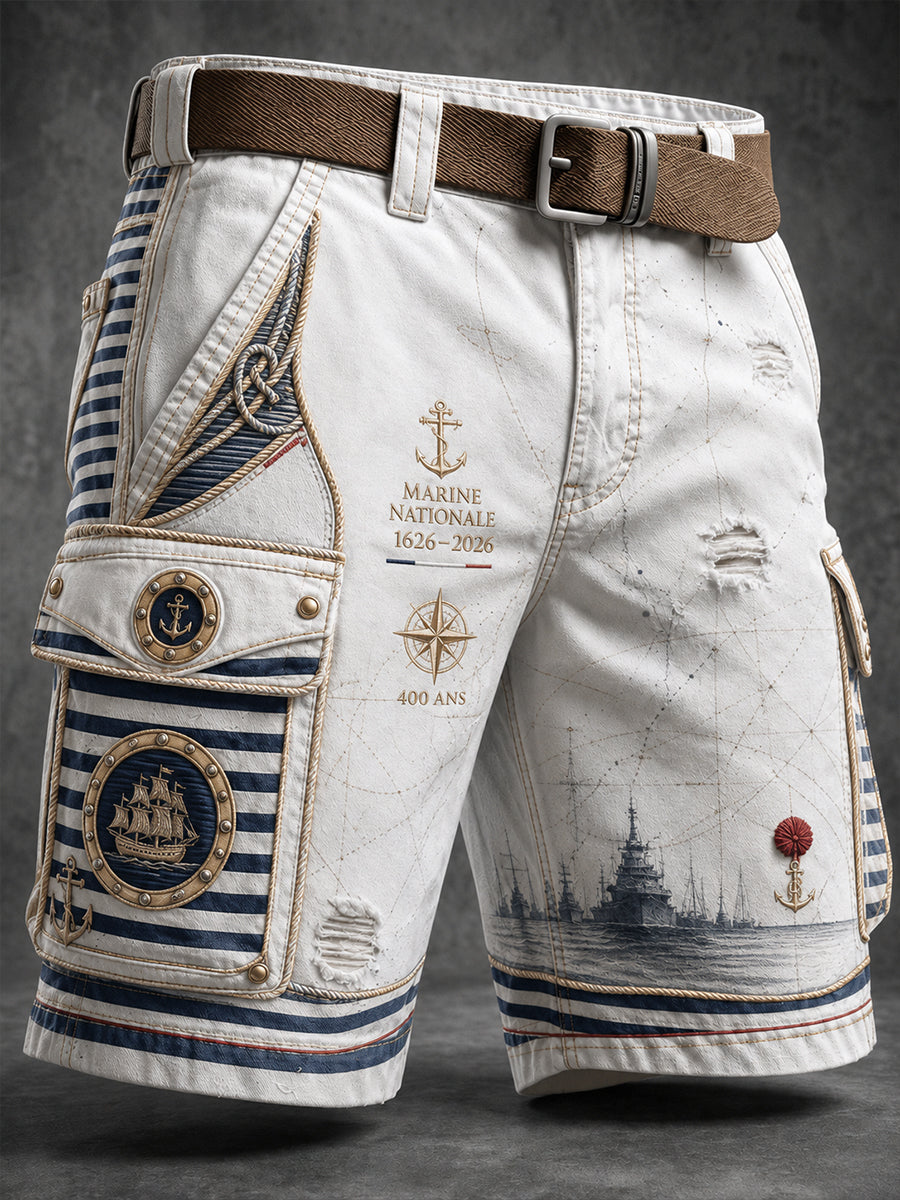 Short Décontracté Homme Marine Française Imprimé Art