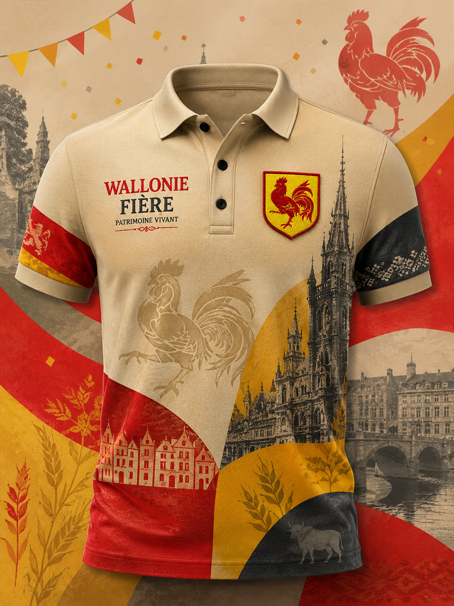Polo à manches courtes et imprimé sur le thème du festival pour homme