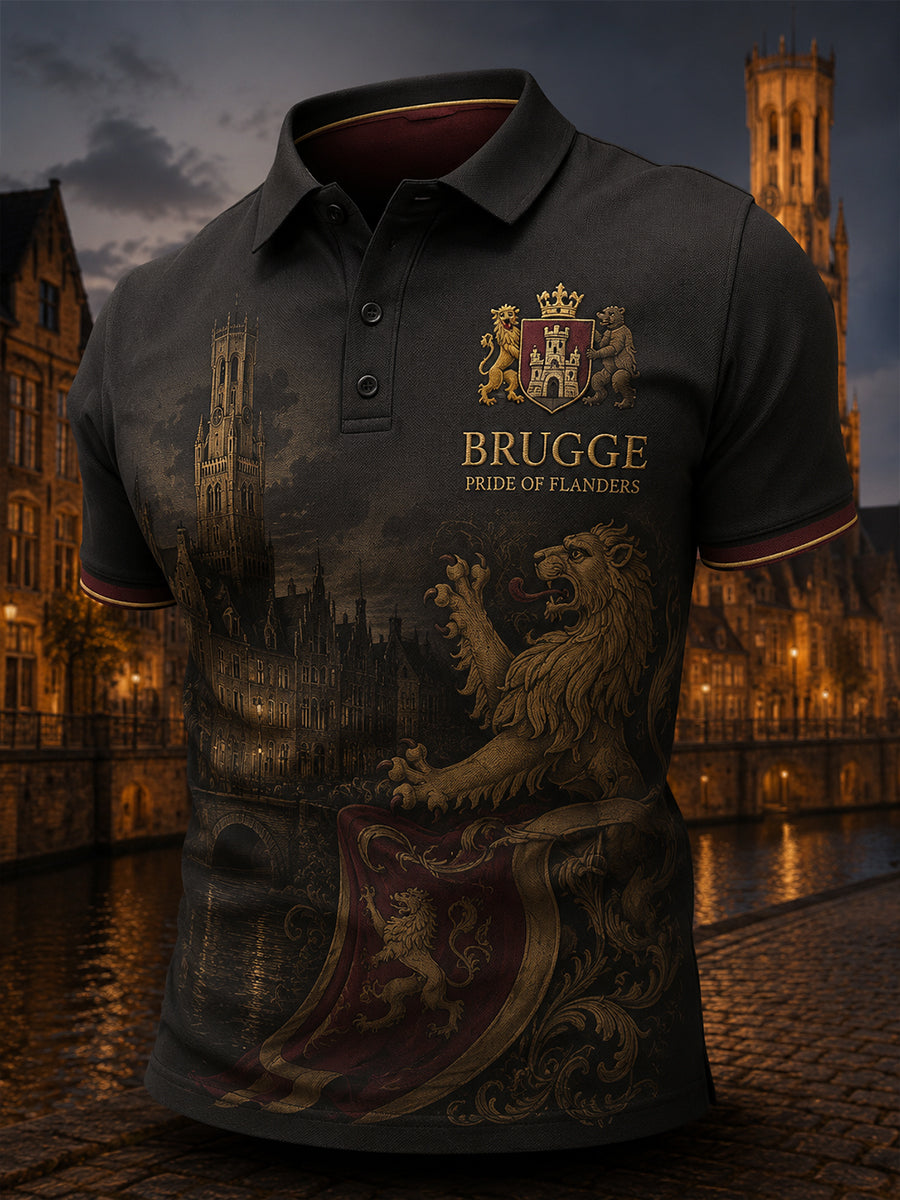 Polo à manches courtes pour homme avec imprimé graphique commémoratif urbain