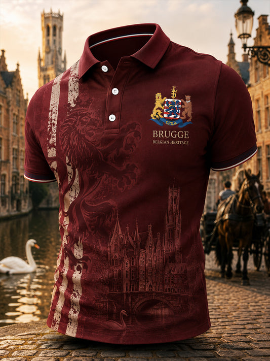 Polo à manches courtes pour homme avec imprimé graphique commémoratif urbain