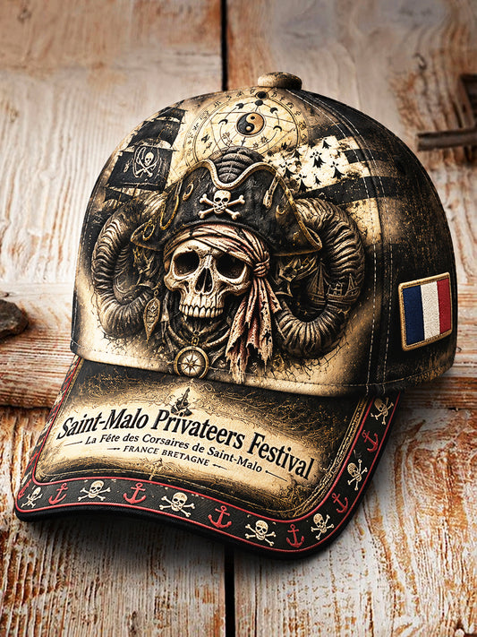 Chapeau Décontracté à Imprimé Gothique Pirate de Bretagne Française