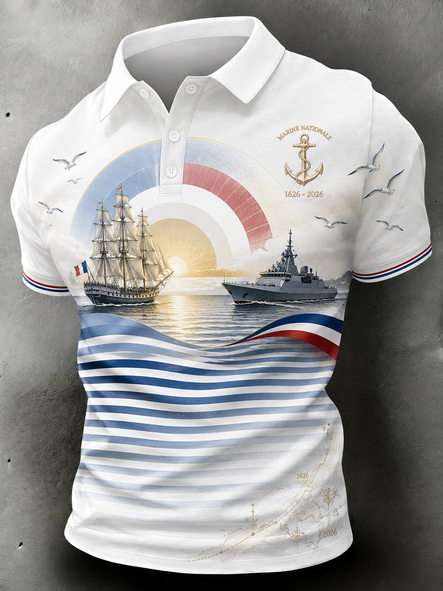 Chemise à manches courtes bleu marine pour homme